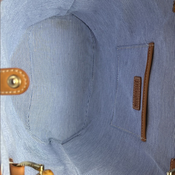 J McLaughlin Elpis Woven Straw Handbag Bamboo Handles Leather Upper Trim. - Picture 4 of 13